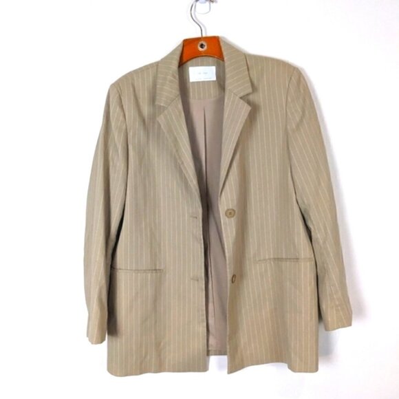Oak and fort 🌿neutral blazer Beige size small  with stripes - Picture 2 of 8